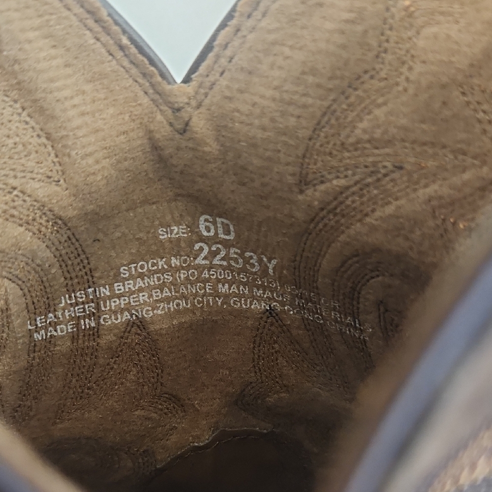Justin Boots Dark Brown Western Boots - Picture 11 of 12